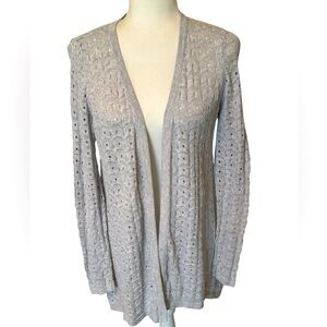BELLDINI Light Gray Open Weave Open Cardigan Sweater Size Large